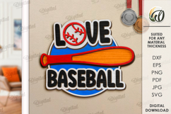Layered Sport Sign Laser Cut. Baseball Wall Decor SVG Product Image 1