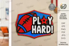 Layered Sport Sign Laser Cut. American Football Wall Decor Product Image 1