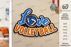 Layered Sport Sign Laser Cut. Volleyball Wall Decor SVG Product Image 1