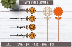 Layered Sunflower Name SVG 3d Laser Cut