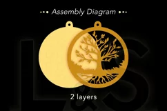 3D layered Christmas ornament svg file with tree of life round design