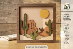 3D Layered Wall Art Sign Laser Cut. Desert SVG. Western Product Image 1