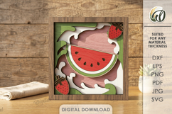 3D Layered Wall Art Sign Laser Cut. Watermelon SVG. Summer Product Image 1