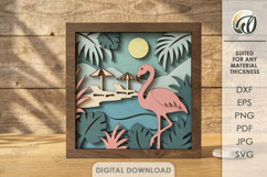 3D Layered Wall Art Sign Laser Cut. Tropical SVG. Summer Product Image 1