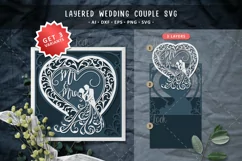 Layered wedding couple Svg, woman in dress svg Product Image 1