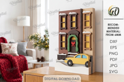 Layered Winter Scene Decor Laser Cut. Home Decor SVG Product Image 1