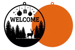 Layered Wood Christmas Ornament SVG,Welcome Forest Deer Sign Product Image 2