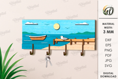 Layered Wooden Hanger Laser Cut. Wall Key Rack SVG Product Image 1