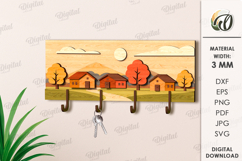 Layered Wooden Hanger Laser Cut. Wall Key Rack SVG Product Image 1