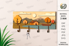 Layered Wooden Hanger Laser Cut. Wall Key Rack SVG Product Image 1