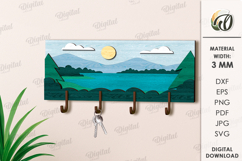 Layered Wooden Hanger Laser Cut. Wall Key Rack SVG Product Image 1