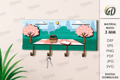 Layered Wooden Hanger Laser Cut. Wall Key Rack SVG Product Image 1