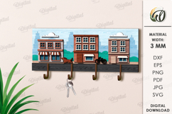 Layered Wooden Hanger Laser Cut. Wall Key Rack SVG Product Image 1