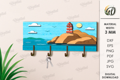 Layered Wooden Hanger Laser Cut. Wall Key Rack SVG Product Image 1