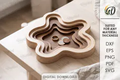 Layered Topographic Valet Tray Laser Cut. Catchall Tray SVG Product Image 1