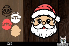 Santa face SVG, Christmas layered papercut svg cut file Product Image 1