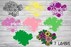 3d Floral SVG | Layered Flowers SVG | 3d Floral Bouquet SVG Product Image 5