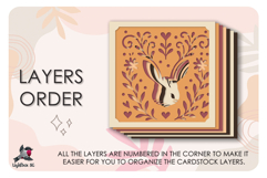 Cute Rabbit Bunny Animal Shadow box SVG Papercut template Product Image 3