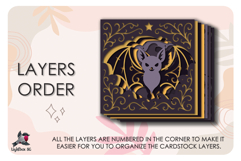 3D Gothic Bat Halloween Shadow box SVG Papercut template Product Image 3