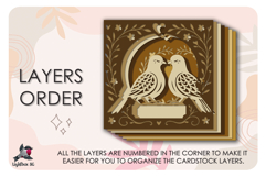 Wedding Bird Love Card Name Shadow box SVG Papercut template Product Image 4