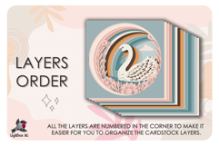 White Swan Lake Colored Shadow box SVG Papercut template Product Image 3