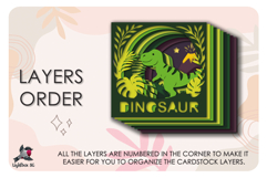 3D T-rex Dinosaur Animal Shadow box SVG Papercut template Product Image 3