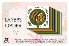 Cute Dog Animal Colored Shadow box SVG Papercut template Product Image 3