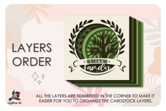 3D Family Tree Colored Shadow box SVG Papercut template Product Image 3