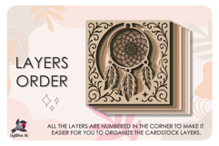 Ethnic Dreamcatcher Colored Shadow box SVG Papercut template Product Image 4