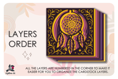 Ethnic Dreamcatcher Colored Shadow box SVG Papercut template Product Image 6