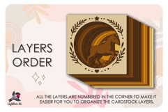 Horse Animal Colored Shadow box SVG Papercut template Product Image 3