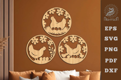 Laying Hens Round Lasercut Wall Decor Product Image 1