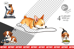 Anti-Fitness Dog Clipart Product Image 1