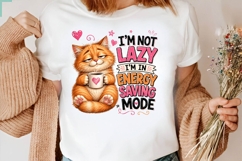 Lazy Cat Energy Saving Mode Funny PNG Sublimation Design Product Image 2