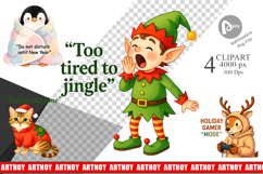 Clipart Lazy Christmas Pajama Mood Quotes Product Image 1