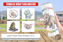 Lazy Fitness Funny Dino Tumbler Product Image 1