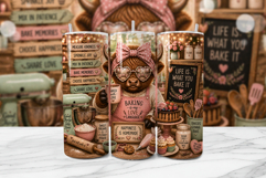 Baker Highland Cow Tumbler Wrap PNG Product Image 1