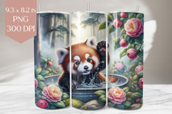 Red Panda and Camellias Tumbler Wrap Product Image 1