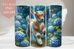 Baby Goat with Blue Hydrangeas Tumbler Wrap Product Image 1