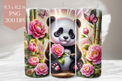Panda with Flowers Tumbler Wrap PNG Product Image 1