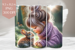 Girl and Bunny Tumbler Wrap PNG Product Image 1