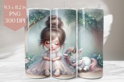 Unicorn Tumbler Wrap PNG, Sleeping Girl Sublimation Product Image 1
