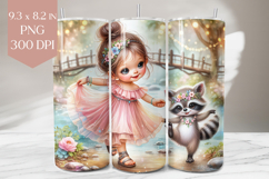Dancing Girl and Raccoon Tumbler Wrap PNG Product Image 1