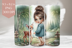 Girl &amp; Baby Deer Tumbler PNG Product Image 1