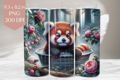 Red Panda Tumbler PNG, Floral Animal Wrap Product Image 1