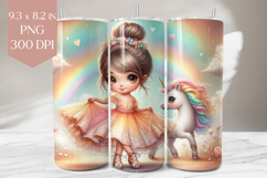 Rainbow Girl and Unicorn Tumbler PNG Product Image 1