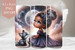Galaxy Girl Tumbler Wrap PNG, Moon Fox 20oz Tumbler Design Product Image 1