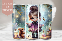 Forest Witch Tumbler Wrap PNG, Cute Girl 20oz Sublimation Product Image 1