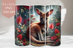 Kangaroo Tumbler PNG, Aussie Floral 20oz Wrap Design Product Image 1