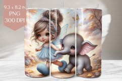 Fairy Girl Elephant Tumbler PNG, Cute 20oz Wrap Design Product Image 1